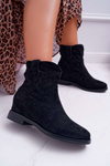 Women's Boots On Stiletto Heel Flat Heel Warmed Behind The Ankle Black Demini