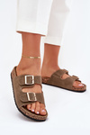 Women's sandals on cork platform with golden buckles pink Lisavionea