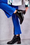 Women's Lacquered Boots With Zippers Black Cristel