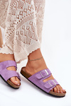 Women's Cork Platform Sandals With Buckles Purple Evisolla