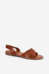 Flat Women's Sandals Made Of Eco Leather Camel Illoria