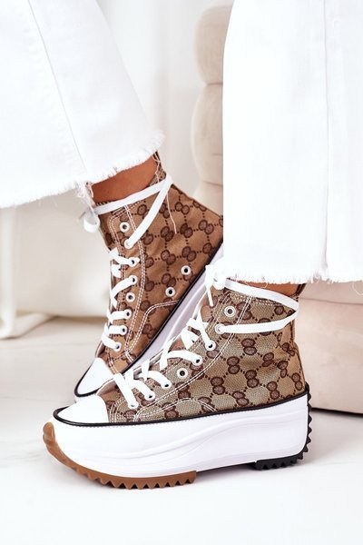 High Sneakers On A Platform Brown Electric Love