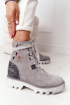 Suede Openwork Boots Maciejka Grey 05033-03