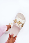 Women's Foam Slides With Decorations On Thick Sole White Bremavia