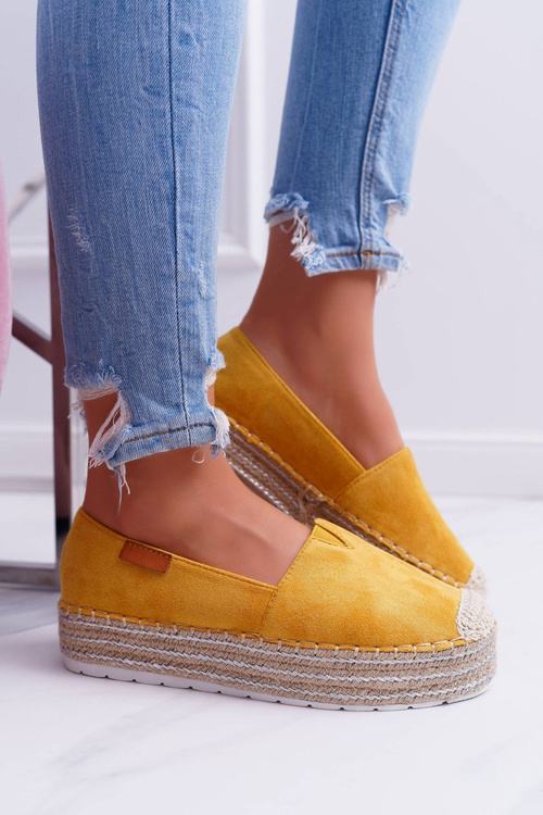 Żółte Wsuwane Zamszowe Espadryle Mariako