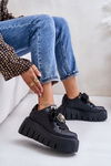 Women's Sneakers on a Chunky Sole with Gold Decoration CheBello 4530 Black