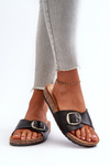 Women's Platform Sandals with Buckle Black Moaxi