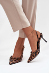 Peep toe with open heel and straps leopard print brown Ravira