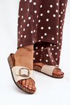 Women's sandals on cork platform with buckle beige Vianara