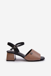 Elegant Women's Sandals in Beige Eco Leather on Block Heel Vattima