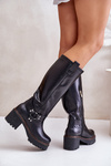 Leather Knee High Women's Boots Black Lewski 3432