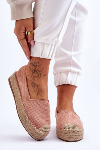 Espadrilles On A Straw Platform Pink Highway