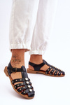 Women's Flat Sandals With Zircons Black Ascot
