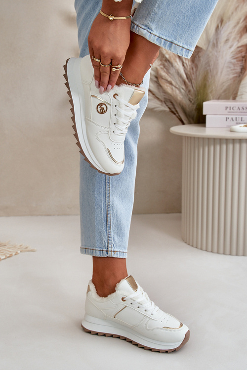 Damskie Ocieplane Futerkiem Na Platformie Białe Lerisas