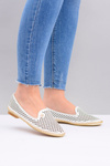 Lu Boo | White Openwork Ballerina Ballerina Lords Stylish
