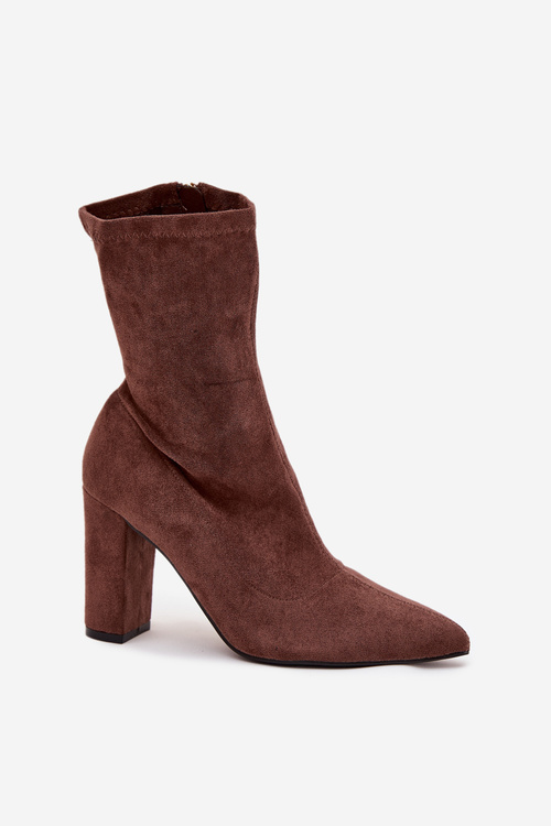 Women's Block Heel Ankle Boots with Stitching Brown Rosivelle