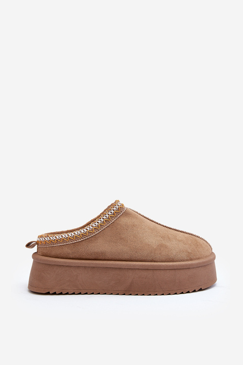 Slippers with Thick Sole in Beige Eco Suede Sylva