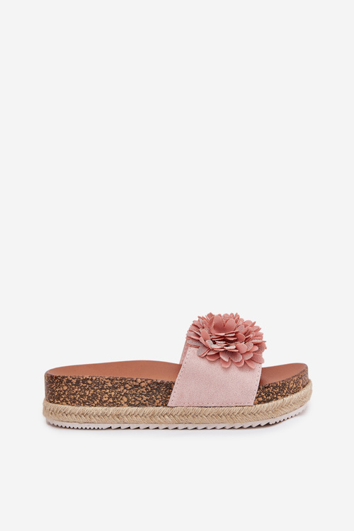 Women's Platform Sandals With Decorative Flowers Pink Tessara