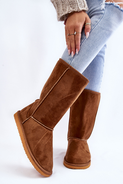 Women's Suede High Snow Boots Insulated Camel Reyma