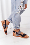 Sandals With Silver Drawstring Black Almeria