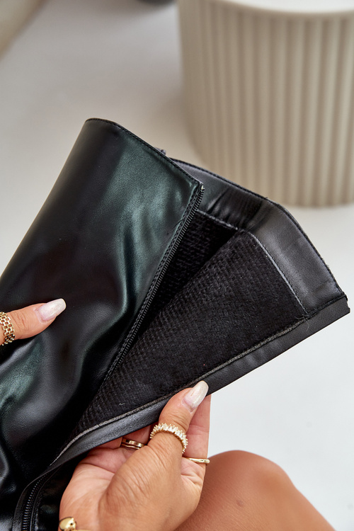 Ladies Boots With Turned Shaft On Heel Black Kaielia