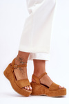 Women's Suede Wedge Sandals Camel Lydia