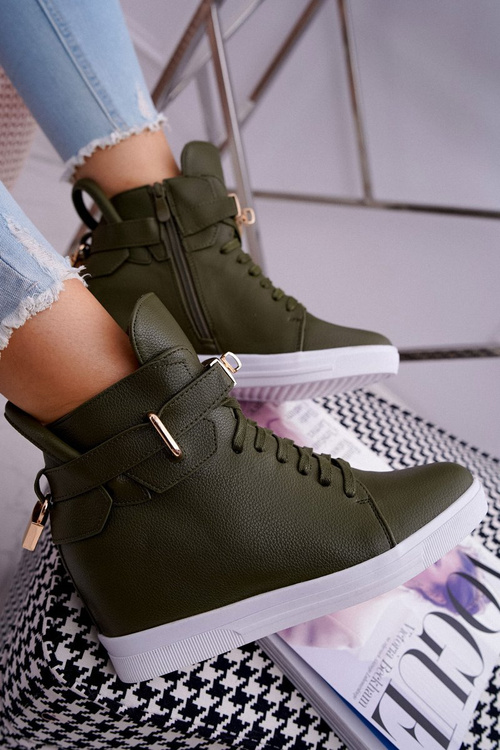 Women's Sneakers On Anchor Gold Padlock Olive Tersey
