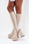 Women's Ankle Boots On A Heel And Platform Light Beige Yavira