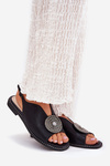 Shiny Women's Sandals With Decorative Detail S.Barski KV51-012 Black