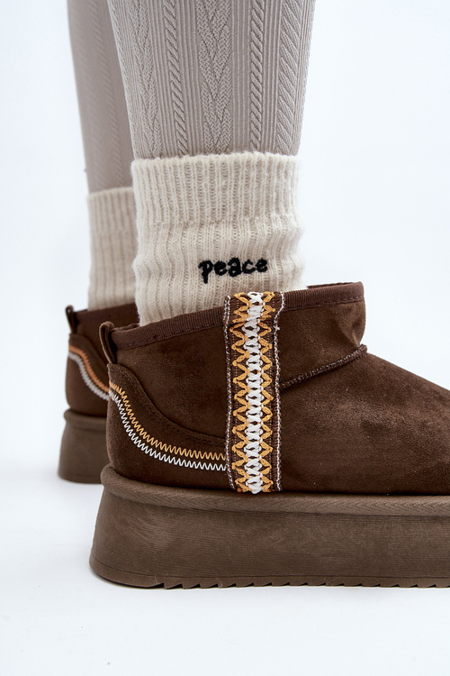 Platform Snow Boots with Dark Green Pattern Udra