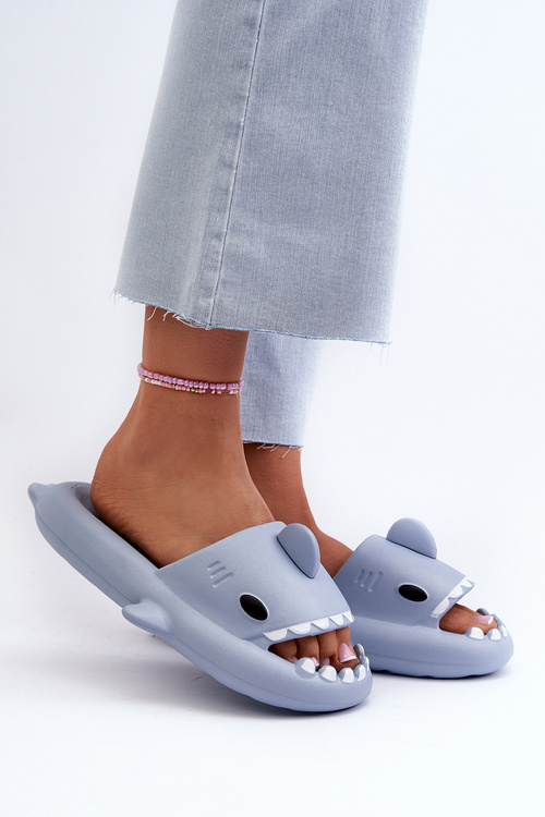Women's Lightweight Foam Flip-Flops with Shark Motif Blue Kasila