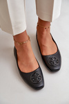 Women's Ballerina Flats with Eco Leather Decoration Black Rhodike