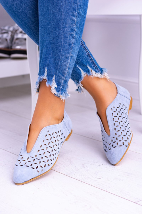 Lu Boo Blue Suede Women's Slip-on Half Shoes Synthia