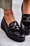 Półbuty Loafery Modne Skóra Czarne Kjersti