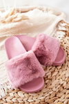 Rubber Moulded Slippers With Eco Fur Dark Pink Emmie