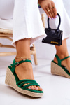 Suede Wedge Sandals Green Louisiana