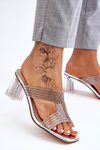 Heeled Sandals With Rhinestones Silver Jaxen