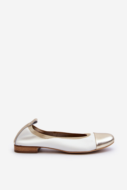 Zazoo 2890 Leather Ballerina White-Gold