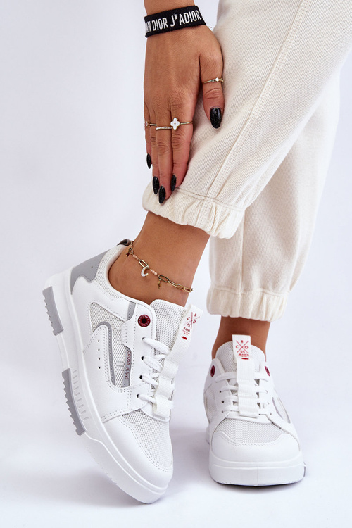 Sneakersy Damskie Niskie Białe Cross Jeans LL2R4011C 