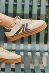 Damskie Sneakersy Na Platformie  Sztruksowe Beżowe Corynelle