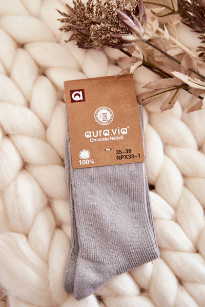 Women's Socks With Shiny Thread Grey