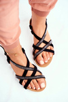 Women's Lu Boo Sandals With Zircons 406-6 Black Feen