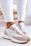 Buty Sportowe Wiązane Biało-Beżowe Patrice