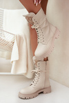 Insulated ankle boots workers with decoration beige Kelilea