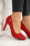 Classic Women's Pumps On A Block Heel Suede Red Eliana