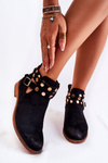 Women's boots with jets on a flat heel Black Larino