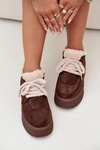 Women's Snow Boots On Platform With Shearling Type Lamb Brown Luma