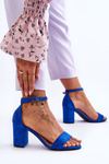 Suede High Heel Sandals Blue Madame