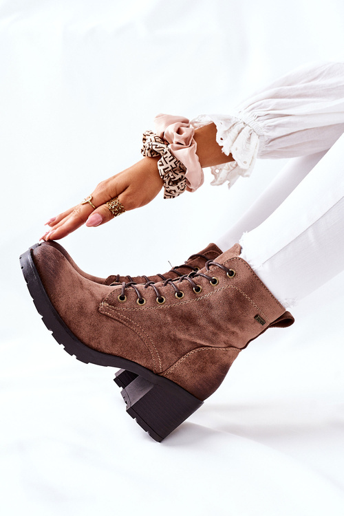 Women's Boots On High Heels Suede Beige Dunaff