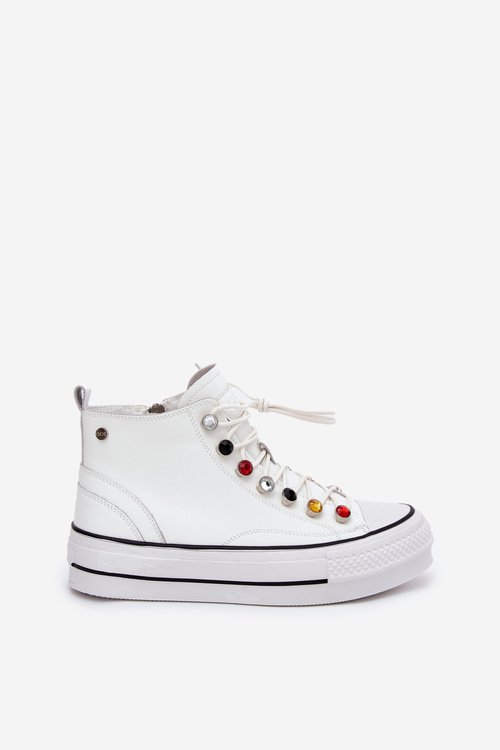 Leather High Top Sneakers Women GOE RR2N4102 White